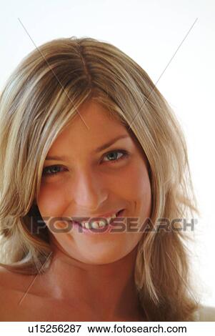 Stock Photo - Portrait of woman, smiling. Fotosearch