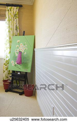 Art easel with painting of flowers View Large Photo Image Stock Photography - Art easel with painting of flowers. Fotosearch