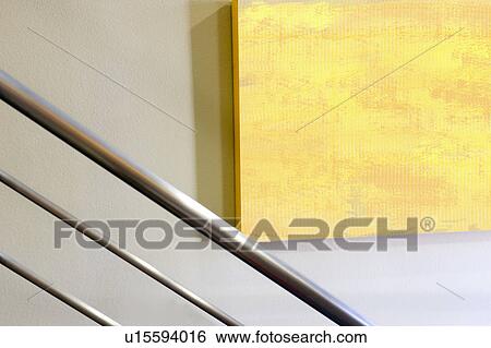 Detail Of Contemporary Metal Staircase Railing Stock Photograph