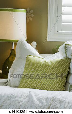 Green bed pillow View Large Photo Image Stock Image - Green bed pillow. Fotosearch