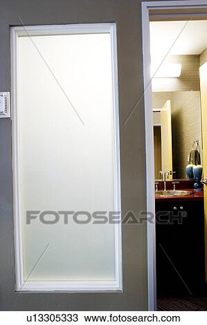 Frosted glass window entry to bathroom View Large Photo Image Stock Image - Frosted glass window entry to bathroom. Fotosearch