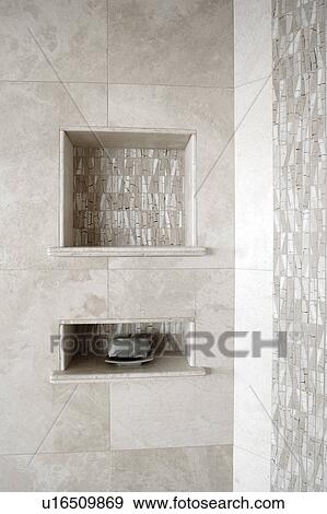 Tiled Shower with Soap Shelf View Large Photo Image Stock Photo - Tiled Shower with Soap Shelf. Fotosearch