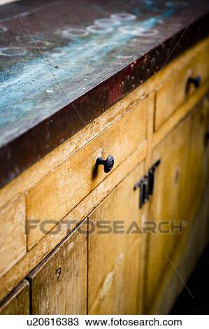 Worn Vintage Countertop and Cabinet View Large Photo Image Stock Image - Worn Vintage Countertop and Cabinet. Fotosearch