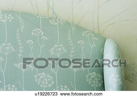 Stock Image - Blue Flowered Armchair. Fotosearch