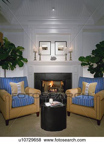 Contemporary sitting room with fireplace View Large Photo Image Stock Photo - Contemporary sitting room with fireplace. Fotosearch