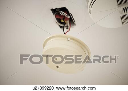 Detail of hanging smoke detector. View Large Photo Image Stock Image - Detail of hanging smoke detector.. Fotosearch