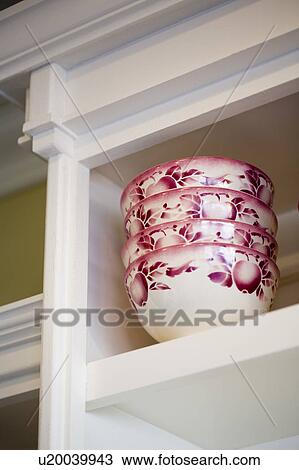 Stack of Pink and White Bowls View Large Photo Image Stock Image - Stack of Pink and White Bowls. Fotosearch