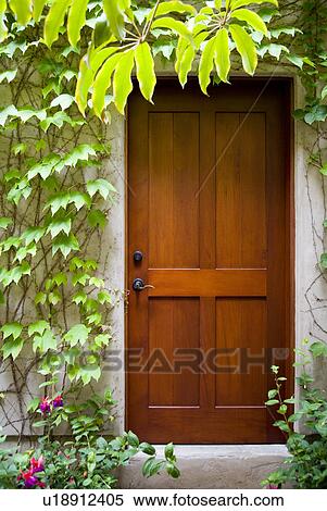 Detail of wood door next to ivy covered wall. View Large Photo Image Stock Photography - Detail of wood door next to ivy covered wall.. Fotosearch
