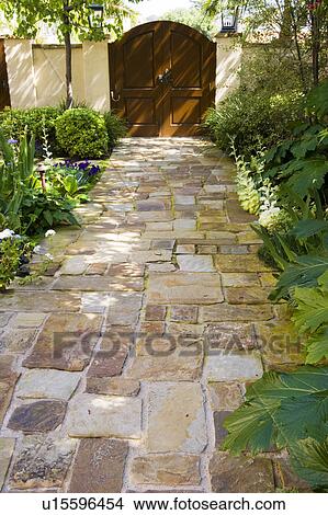 Stone Path to Wood Wood Gate View Large Photo Image Picture - Stone Path to Wood Wood Gate. Fotosearch