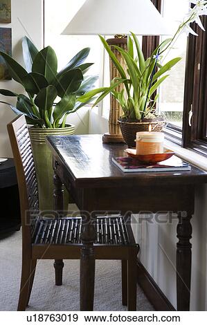 Wooden Vanity Table and Chair View Large Photo Image Stock Photo - Wooden Vanity Table and Chair. Fotosearch
