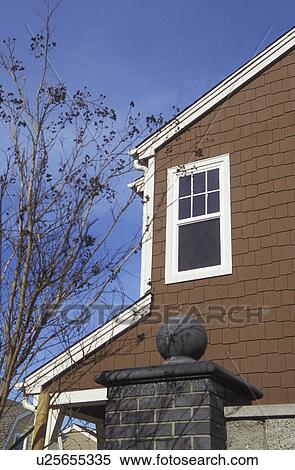Exterior Detail of Brown American Home View Large Photo Image Stock Photography - Exterior Detail of Brown American Home. Fotosearch