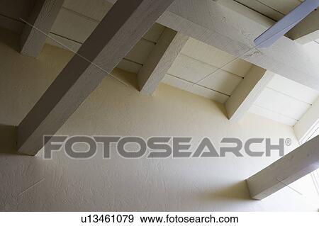 Stock Photo - Detail of Wood Paneled Beamed Ceiling. Fotosearch