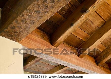 Vaulted Ceilings With Wood Beams Stock Photo U19525889