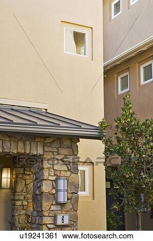 Exterior Shot of Entrance to Contemporary Home/Condominium View Large Photo Image Stock Image - Exterior Shot of Entrance to Contemporary Home/Condominium. Fotosearch