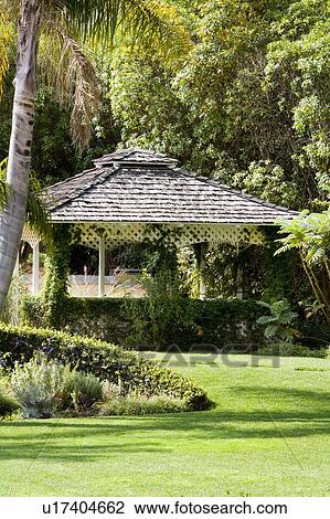 Stock Image - Gazebo in Backyard. Fotosearch
