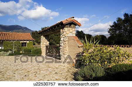 Spanish Style Front Gate View Large Photo Image Stock Photo - Spanish Style Front Gate. Fotosearch