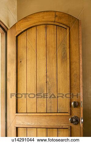 Detail of an open wood door View Large Photo Image Picture - Detail of an open wood door. Fotosearch