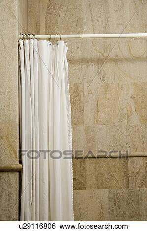 Detail of shower rod and curtain. View Large Photo Image Stock Photograph - Detail of shower rod and curtain.. Fotosearch