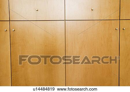 Modern wood kitchen cabinets View Large Photo Image Stock Photo - Modern wood kitchen cabinets. Fotosearch