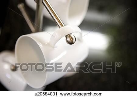 White Coffee Mugs on Rack View Large Photo Image Stock Image - White Coffee Mugs on Rack. Fotosearch