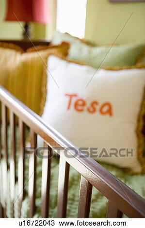Baby crib with pillow View Large Photo Image Stock Image - Baby crib with pillow. Fotosearch