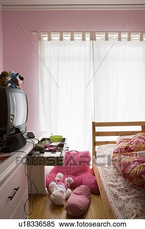 Girls Bedroom with Pink Accents View Large Photo Image Stock Photography - Girls Bedroom with Pink Accents. Fotosearch