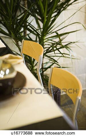 Contemporary/Modern Wood and Chrome Chairs View Large Photo Image Stock Photo - Contemporary/Modern Wood and Chrome Chairs. Fotosearch