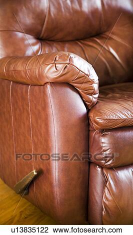 Leather Reclining Chair and Wood Handle View Large Photo Image Stock Image - Leather Reclining Chair and Wood Handle. Fotosearch