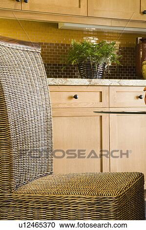Stock Image - Wicker Dining Chairs. Fotosearch