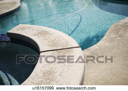 Detail of stonework on backyard swimming pool View Large Photo Image Stock Photo - Detail of stonework on backyard swimming pool. Fotosearch