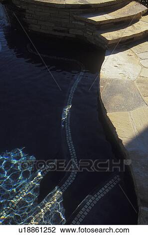 Stone steps in backyard pool deck View Large Photo Image Stock Image - Stone steps in backyard pool deck. Fotosearch