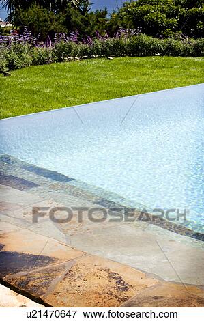 Swimming pool and stone deck View Large Photo Image Stock Photo - Swimming pool and stone deck. Fotosearch