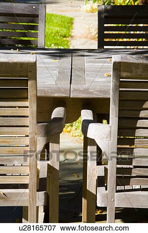 Wooden Outdoor Dining Table and Chairs View Large Photo Image Stock Photo - Wooden Outdoor Dining Table and Chairs. Fotosearch