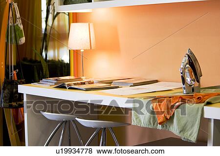 Work Desk with Orange Walls View Large Photo Image Stock Photo - Work Desk with Orange Walls. Fotosearch