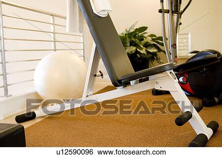 Stock Photograph - Workout Bench and Swiss Ball. Fotosearch