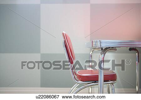 Red and chrome retro style table with chair View Large Photo Image Stock Photo - Red and chrome retro style table with chair. Fotosearch