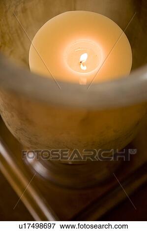 Detail of burning candle as viewed from above View Large Photo Image Stock Photo - Detail of burning candle as viewed from above. Fotosearch