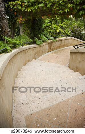 Stairs leading down through foliage View Large Photo Image Stock Photography - Stairs leading down through foliage. Fotosearch
