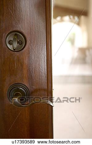 Detail of wooden door with lock and handle. View Large Photo Image Stock Photo - Detail of wooden door with lock and handle.. Fotosearch