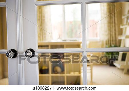 French Door and Craftroom with Built In Shelving View Large Photo Image Stock Image - French Door and Craftroom with Built In Shelving. Fotosearch