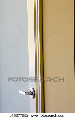 Stock Image - Open Door with Handle. Fotosearch