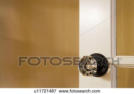 Vintaqge Crystal Doorknob on French Door View Large Photo Image Stock Photo - Vintaqge Crystal Doorknob on French Door. Fotosearch