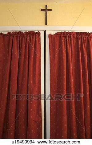 White French Doors with Red Curtains View Large Photo Image Picture - White French Doors with Red Curtains. Fotosearch