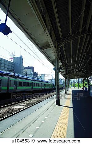 Otaru railway station, train platform View Large Photo Image Stock Photo - Otaru railway station, train platform. Fotosearch