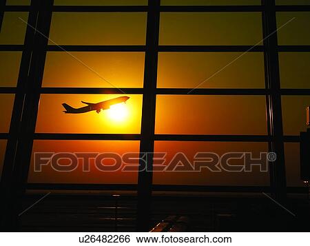 Plane taking off, Sunset, Shanghai's Pudong International Airport View Large Photo Image Stock Photograph - Plane taking off, Sunset, Shanghai's Pudong International Airport. Fotosearch