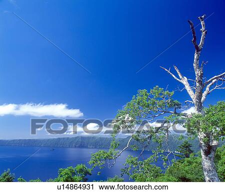 Lake and blue sky(Mashu lake) View Large Photo Image Stock Image - Lake and blue sky(Mashu lake). Fotosearch
