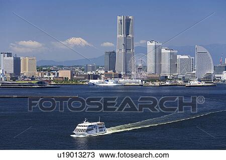 Mt. Fuji and Minato Mirai Buildings View Large Photo Image Stock Image - Mt. Fuji and Minato Mirai Buildings. Fotosearch