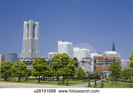 Red brick warehouse and Minato Mirai Buildings View Large Photo Image Stock Photo - Red brick warehouse and Minato Mirai Buildings. Fotosearch