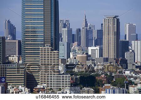 Stock Photography - Tokyo Midtown and Shinjuku high-rise building. Fotosearch