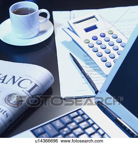 Stock Photograph - Close-up of an office desk. Fotosearch